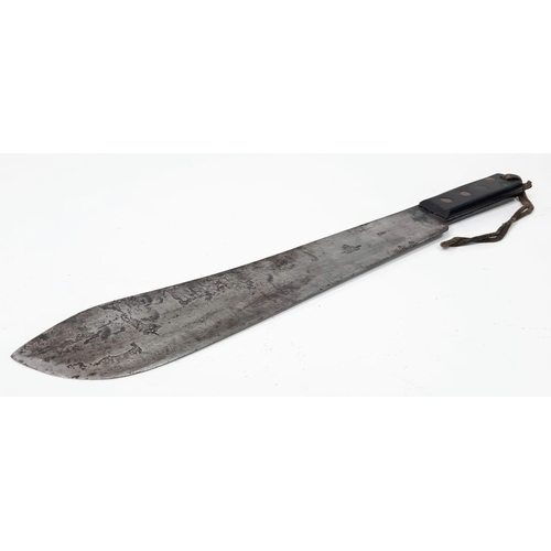 316 - A WW2 Era Joseph Beal and Sons Machete with Leather Sheaf. Markings on blade. 37cm blade length.