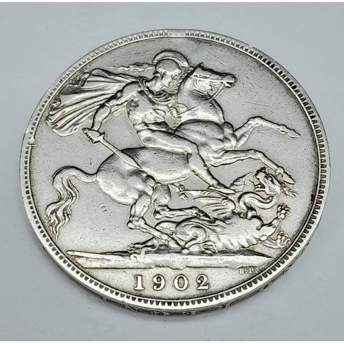 334 - A 1902 Edward VII Silver Crown Coin. S3978. Please see photos for conditions.