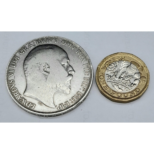 334 - A 1902 Edward VII Silver Crown Coin. S3978. Please see photos for conditions.