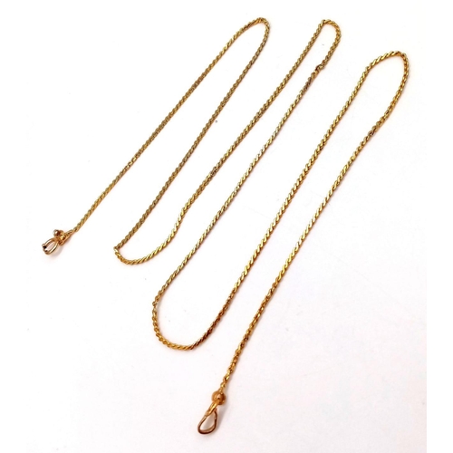 656 - A 9K Yellow Gold Long Necklace. Slight kink so a/f. 61cm. 8.7g weight.