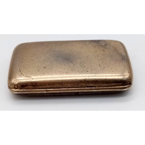 837 - AN ANTIQUE SILVER NEEDLE CASE WITH GILDED INTERIOR .3.5 X 2cms  15.8gms