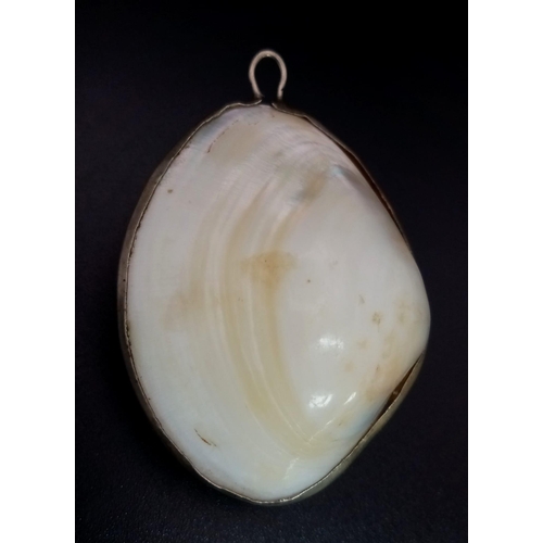 896 - A rare, antique, probably Victorian, pill box pendant made of mother of pearl and silver. Dimensions... 