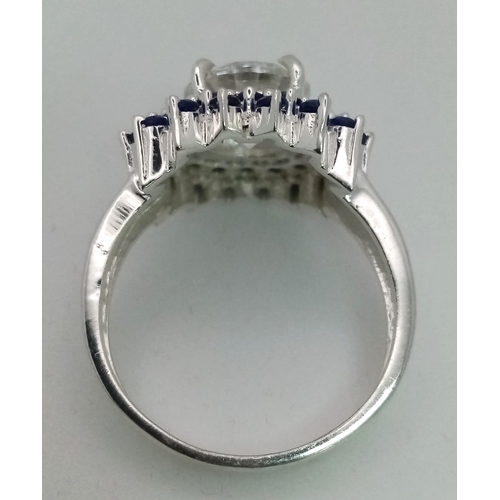 902 - A 1.75ct White Moissanite Ring set in 925 Silver. Brilliant round cut moissanite with a double blue ... 