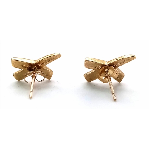 912 - A Pair of Tiffany and Co. Gold Plated 925 Silver Earrings. Ref: 12426