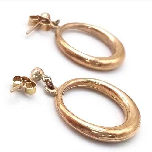 22 - A Pair of 9K Yellow Gold Hoop Earrings. 3.1g total weight.