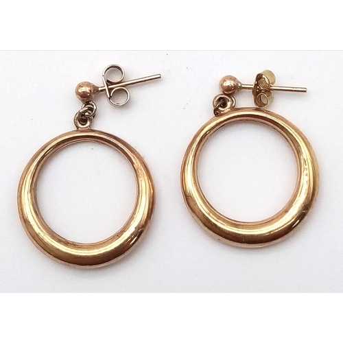 22 - A Pair of 9K Yellow Gold Hoop Earrings. 3.1g total weight.