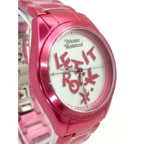 416 - A Vivienne Westwood 'Let it Rock' Shocking Pink Ceramic Ladies Watch. Case - 35mm. Quartz movement, ... 