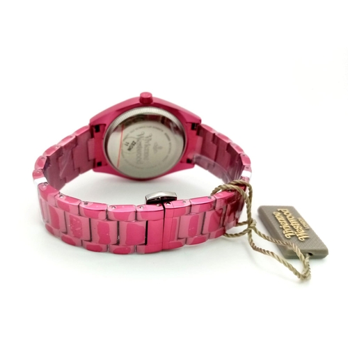 416 - A Vivienne Westwood 'Let it Rock' Shocking Pink Ceramic Ladies Watch. Case - 35mm. Quartz movement, ... 