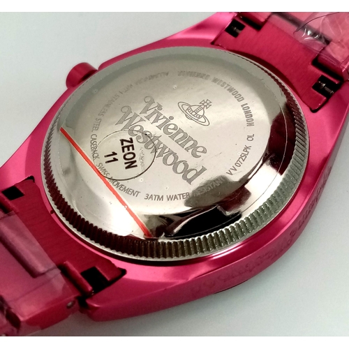 416 - A Vivienne Westwood 'Let it Rock' Shocking Pink Ceramic Ladies Watch. Case - 35mm. Quartz movement, ... 