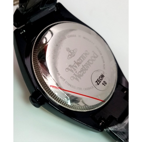 725 - A Vivienne Westwood Black Ceramic 'Let it Rock' Quartz Watch. Case - 35mm. Let it Rock decorative di... 