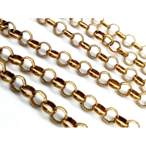 791 - A 9 K yellow gold belcher chain necklace. Length: 61 cm, weight: 16.9 g.