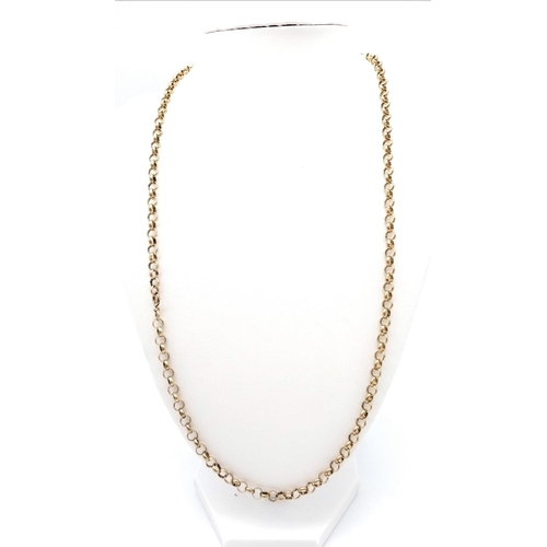 791 - A 9 K yellow gold belcher chain necklace. Length: 61 cm, weight: 16.9 g.