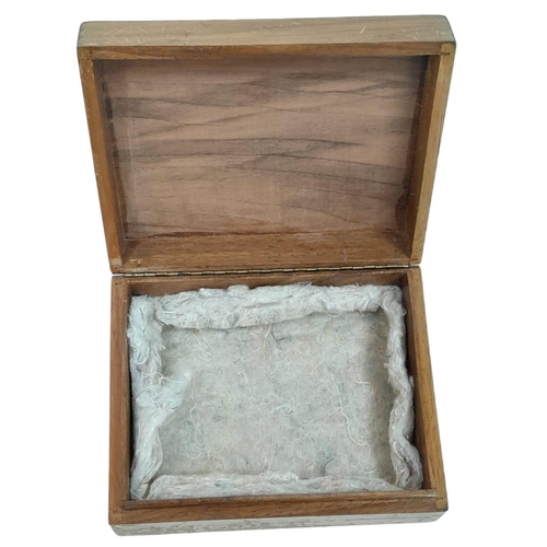 1004 - WW2 German R.L.B Cap Badge (Air Raid Warden) mounted onto a Burr wooden Box.