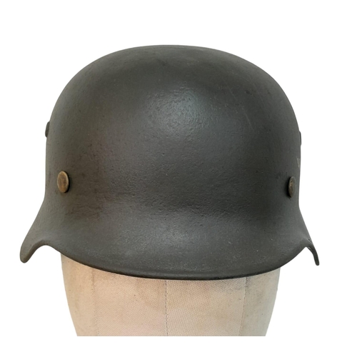 113 - WW2 German Luftwaffe Single Decal M35 Helmet with liner.