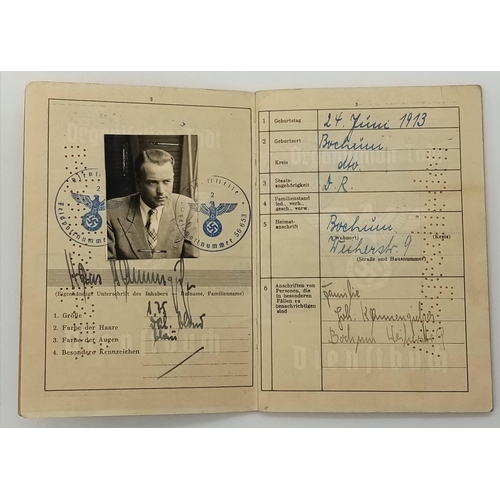 173 - RARE 3 rd Reich Organisation Todt Dienst Buch (Service Book) with lots of stamped entries in his med... 