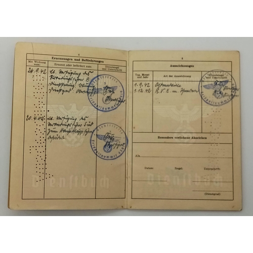 173 - RARE 3 rd Reich Organisation Todt Dienst Buch (Service Book) with lots of stamped entries in his med... 