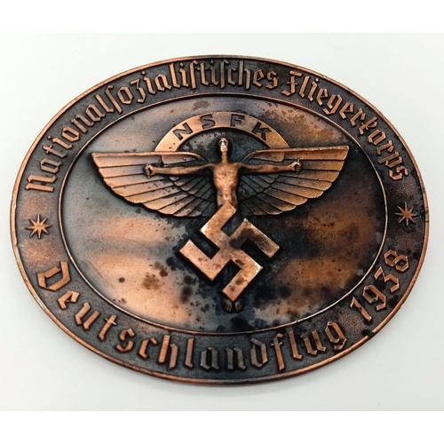 219 - 3 rd Reich N.S.F.K Deutschlandflug 1938 Bronze Plated Plaque, in its original presentation box. The ... 