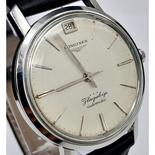 32 - A Rare Vintage Longine Automatic Flagship Watch. Not many of these were made with the date window at... 