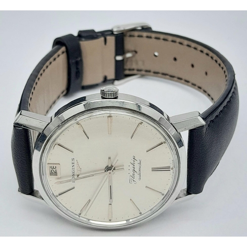 32 - A Rare Vintage Longine Automatic Flagship Watch. Not many of these were made with the date window at... 