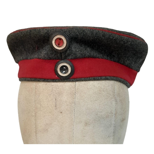 37 - WW1 1914 Dated Imperial German Feld Mütze Pork Pie Hat. Marked to the 157th (4th Silesian) Infantry ... 