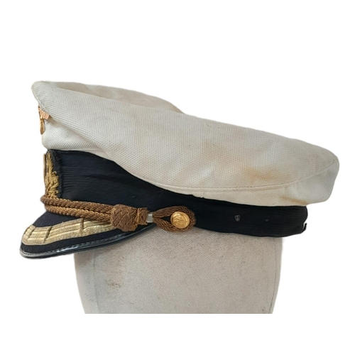 386 - 3 rd Reich Hitler Youth Kriegsmarine Junior Officers White Top Dress Cap.