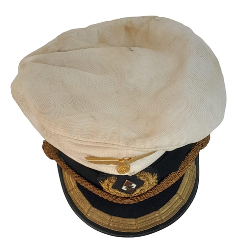 386 - 3 rd Reich Hitler Youth Kriegsmarine Junior Officers White Top Dress Cap.