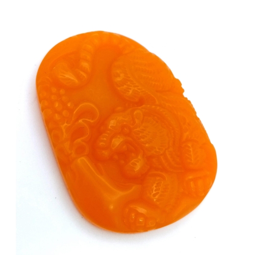 410 - A Yellow Jade Carved Decorative Tiger Pendant. 5cm x 4cm