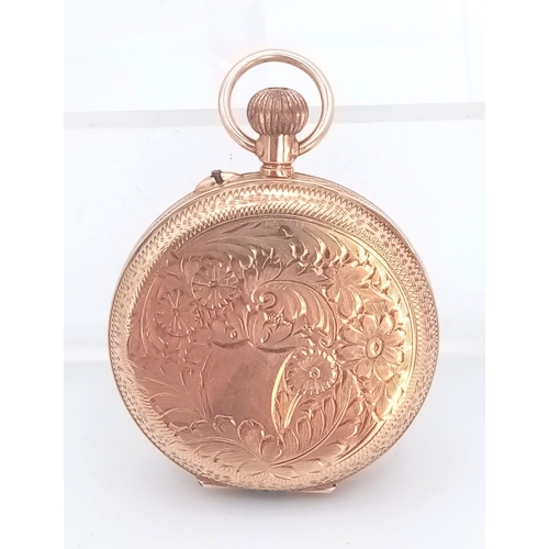 437 - An Antique 9K Yellow Gold Miniature Pocket watch. Not currently working so a/f. 30mm diameter. 20.8g... 