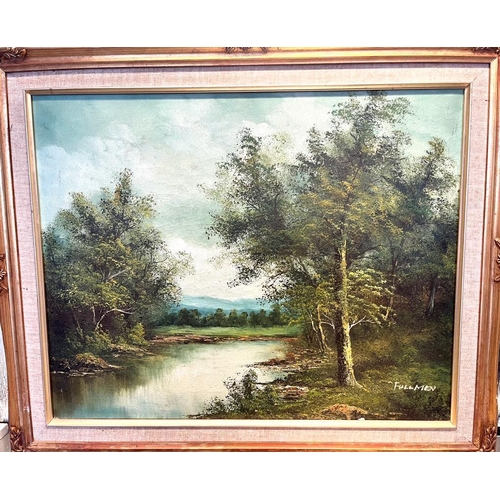 586 - A Mid 20th Century Oil on Canvas Landscape Painting By Renowned Artist Fullmen. In frame - 50cm x 40... 