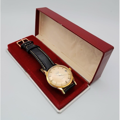 110 - A Beautiful Vintage (1960s) Omega Chronometer 'Pie Pan' Constellation Gents Watch. Black leather str... 