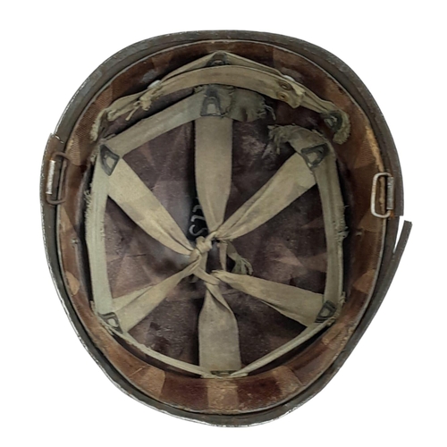 258 - WW2 US Swivel Bale Front Seam Medics Helmet and Liner.