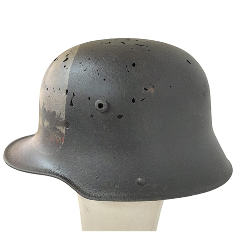 503 - WW1 German M16 Stalhelhm Helmet. Found on the Western Front with post war memorial painting.