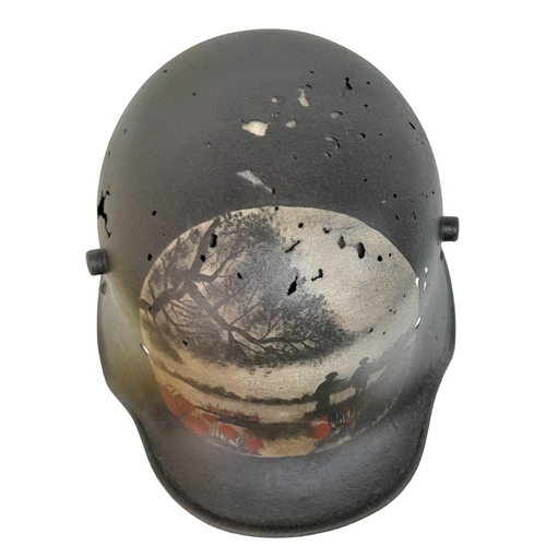 503 - WW1 German M16 Stalhelhm Helmet. Found on the Western Front with post war memorial painting.