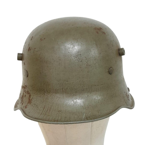 152 - WW1 German Model 1917 Stahlhelm Helmet with Original Green Paint.