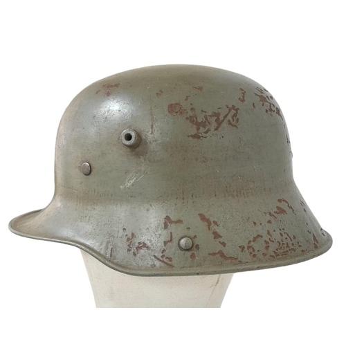 152 - WW1 German Model 1917 Stahlhelm Helmet with Original Green Paint.