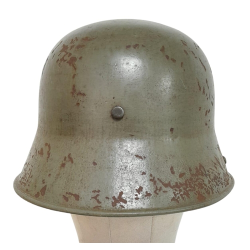 152 - WW1 German Model 1917 Stahlhelm Helmet with Original Green Paint.