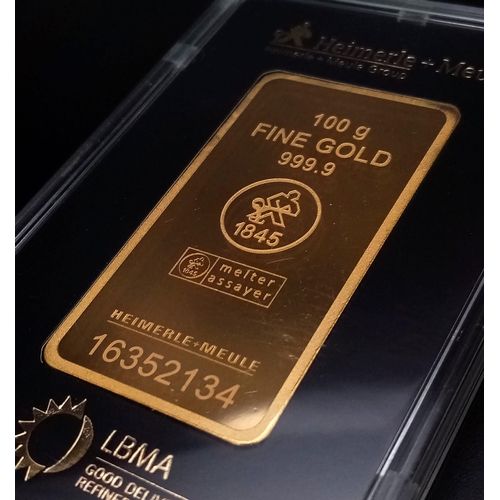 18 - A 100grm 24K GOLD INGOT ENCASED IN PRESENTATION PACK AS NEW.