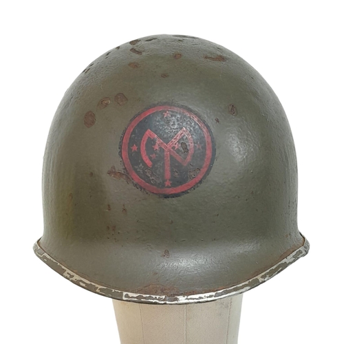 187 - WW2 US 27 th Infantry Division Swivel Bale M1 Helmet.