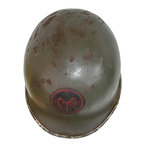 187 - WW2 US 27 th Infantry Division Swivel Bale M1 Helmet.