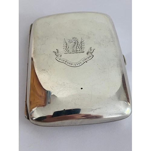 21 - Antique SILVER CIGARETTE CASE. Lid engraved with motto for the Earl of Leicester, together with Drag... 