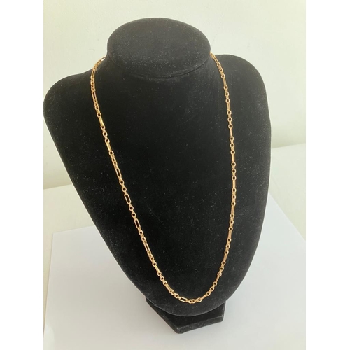 27 - Fabulous 9 carat YELLOW GOLD BELCHER MIXED LINK NECKLACE. Full UK hallmark. 10.36 grams. 53 cm.