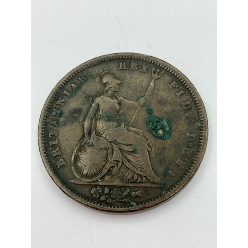 273 - WILLIAM IV COPPER PENNY 1831 in very fine condition. Exceptionally Rare mintage having missing initi... 