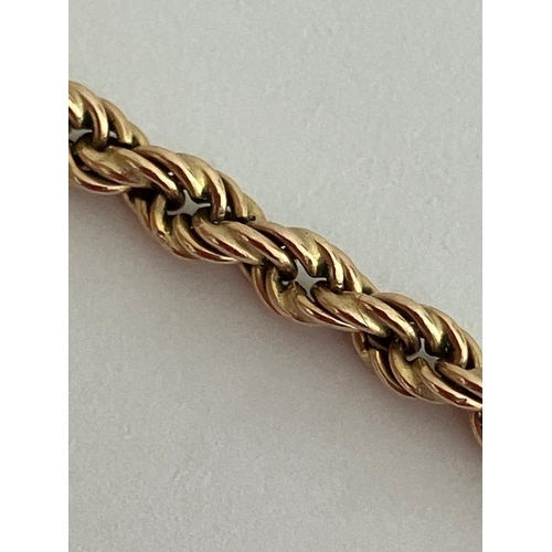 28 - 9 carat YELLOW GOLD ROPE BRACELET. Full UK hallmark. 2.42 grams. 19 cm.