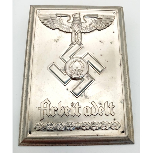 351 - 3 rd Reich Cased R.A.D Award Plaque.