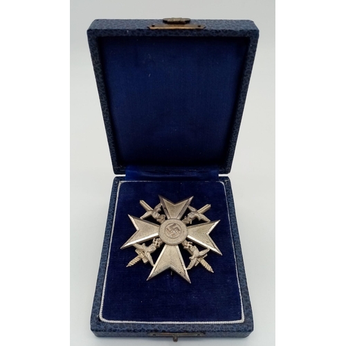 44 - Spanish Civil War Period German Condor Legion Silver Grade Spanish Cross in Blue Presentation Box. M... 