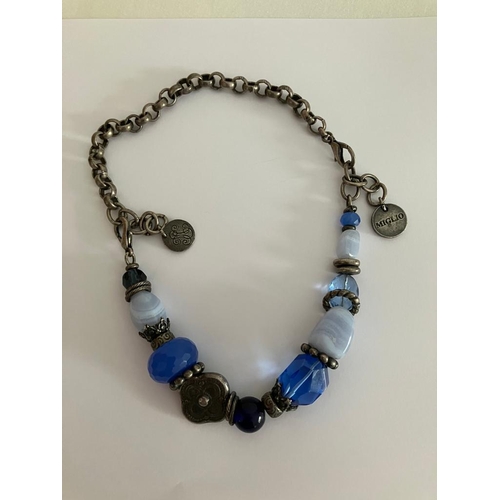 448 - Authentic MIGLIA NECKLACE and BRACELET having Semi Precious stones to include Blue Lace AGATE with B... 