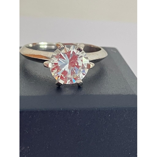 455 - SILVER RING having a 2.0 Carat ZIRCONIA SOLITAIRE Beautifully faceted Round cut and set in 6 claw SI... 