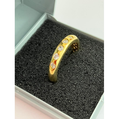 462 - 5 Stone GYPSY RING in SILVER overlaid in 18 carat Gold. Markings inside band for 925  SILVER and DQC... 