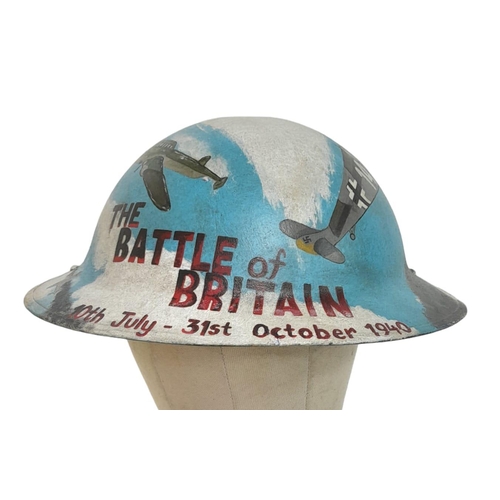 545 - WW2 Battle of Britain Memorial Helmet. Original British Homefront Helmet with post war painting.