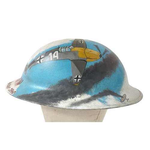 545 - WW2 Battle of Britain Memorial Helmet. Original British Homefront Helmet with post war painting.